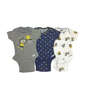 bk01 Gerber Baby Boy Onesies Bodysuits 3-Pack Monkey Sports 12 Months NEW
